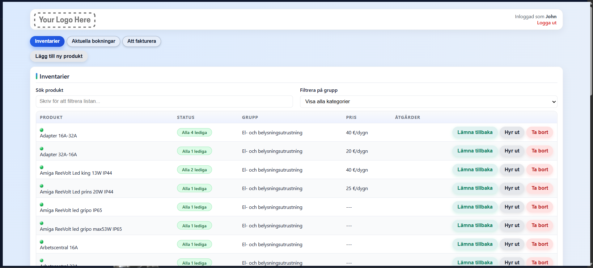 Skärmdump av anpassat CRM